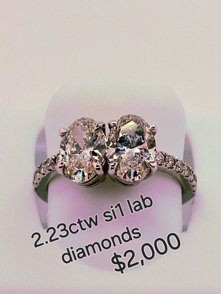 2.23ctw Si1 I Lab Diamond Oval Pair Ring