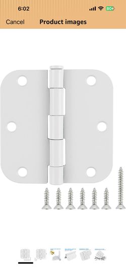 12 Pack Interior 3.5" Door Hinges for Doors 3 1/2 Inch White Matte Rounded 5/8" Noise Free Flat Residential Standard Hinge for Study Spare/Play/Lounge