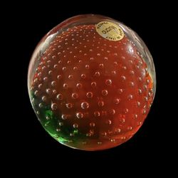 Murano Multi-Color Controlled Bubble Glass Paperweight With Sticker