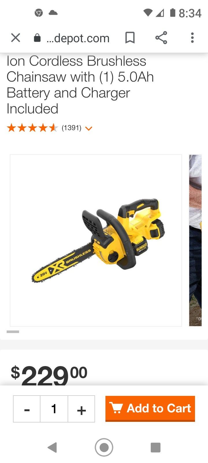 DeWalt 12-in Chainsaw 20 Volt New With Battery And Charger