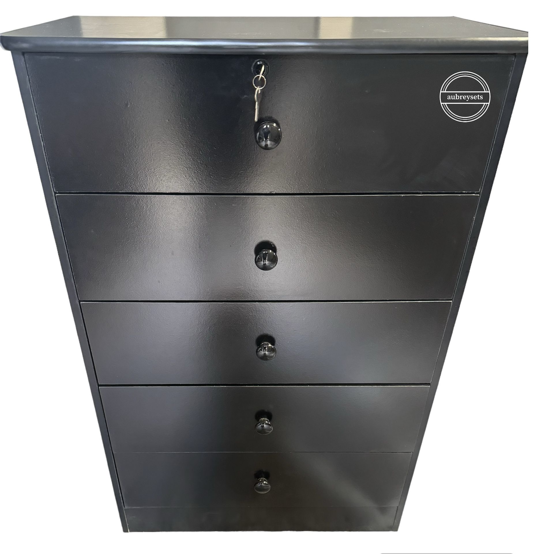 Black 5 Drawer Chest With Top Lock 