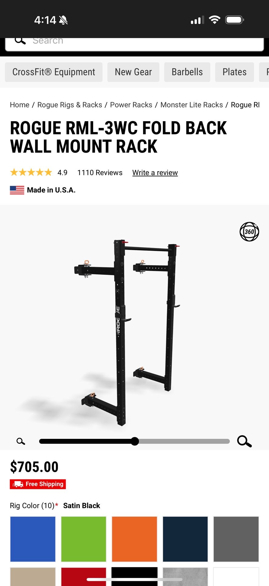 ROGUE RML-3WC FOLD BACK WALL MOUNT RACK