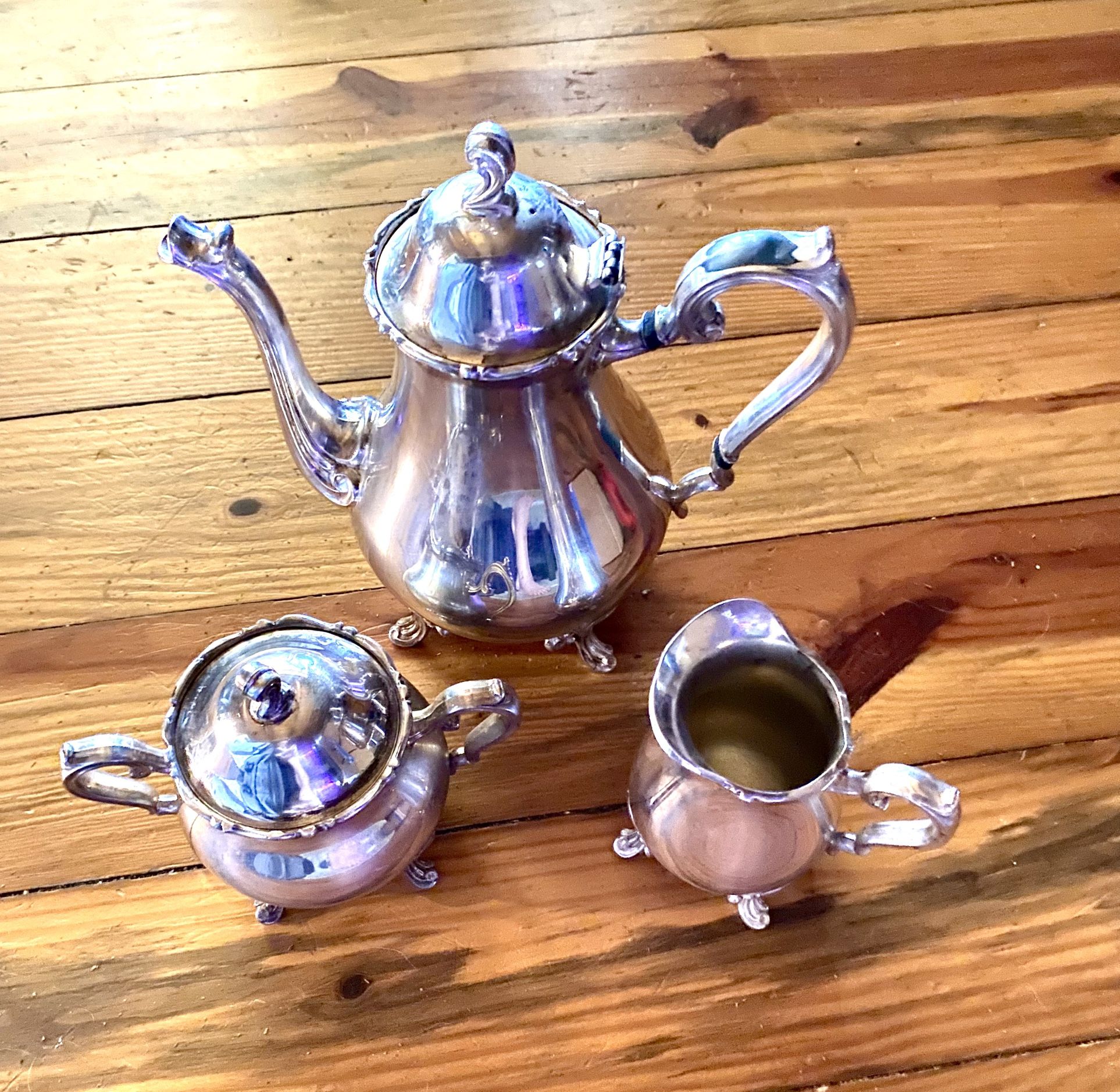 Vintage Webster Wilcox Joanne Silver Plated 3pc Tea Set