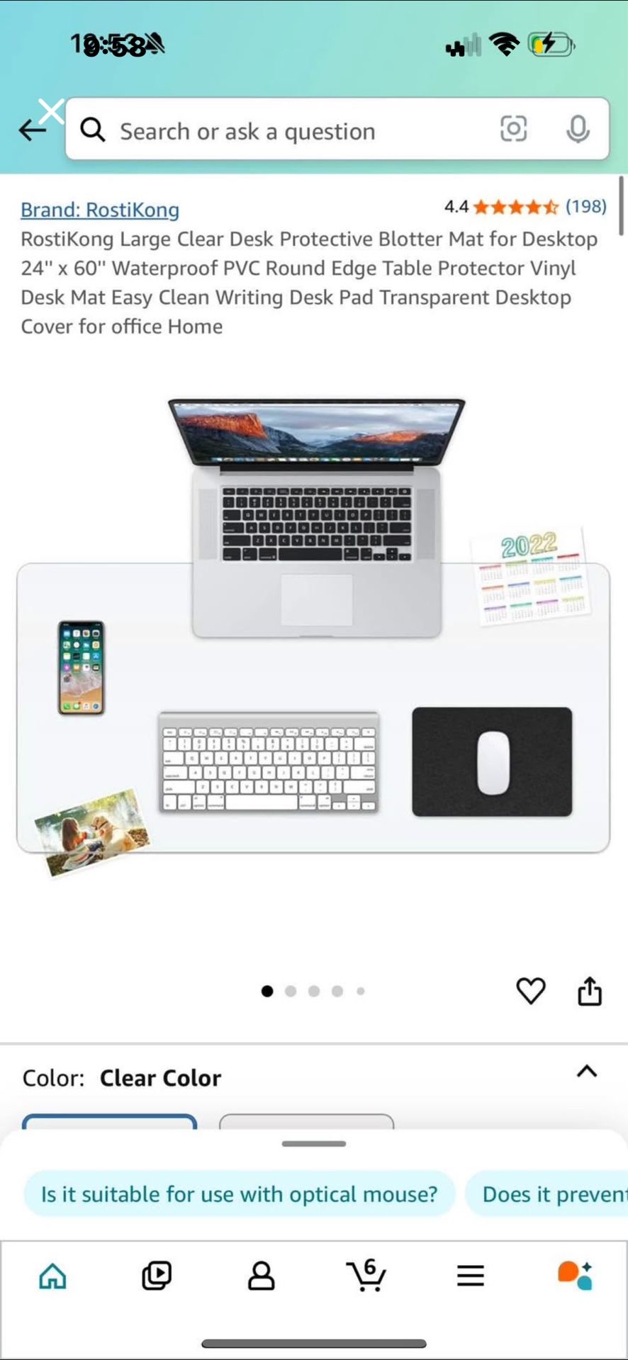 RostiKong Clear Desk Cover Protector 20'' x 36''