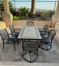 7-Piece Outdoor Tile Top Dining Set