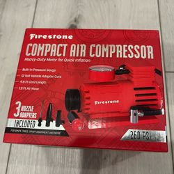 Brand New In Box Firestone Compact Air Compressor 12 V, 9.8 Ft Cord, 1.3 Ft Air Hose, Quick Easy Setup 