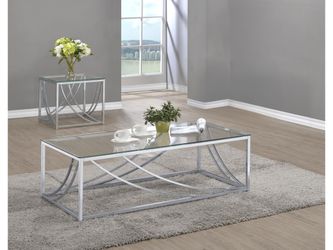 Lille Chrome 2-piece Glass Top Coffee And End Table Set