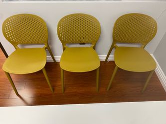 2xHome, Set of 3 stackable dining chairs, ginger yellow