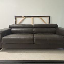 Brown Leather-like 7.5 Ft Long Couch