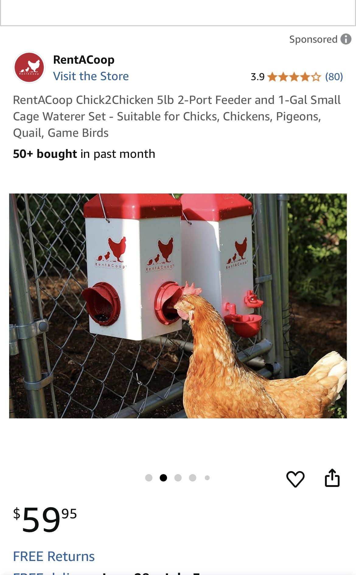 Brand New Rent A Coop Chicken Feeder And Water
