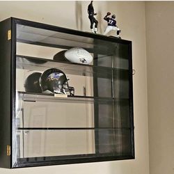 Football Mini Helmet Display Case Wall Cabinet  Shelf Holds 16 Helmets