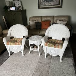 Wicker Chairs And Stand
