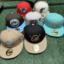 All Brand New Fitted Hats All Size 7 Besides The Red Pirates Hat 6 7/8