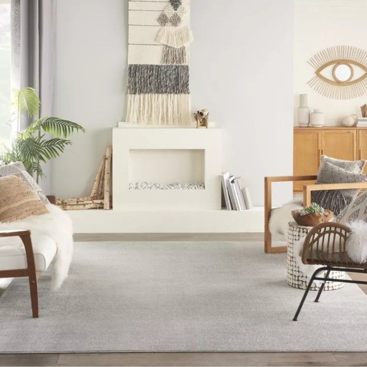 NEW Indoor/Outdoor 8x10 Nourison Solid Grey Essentials Area Rug