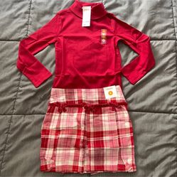 Gymboree red turtleneck & plaid skirt with built in shorts size 6