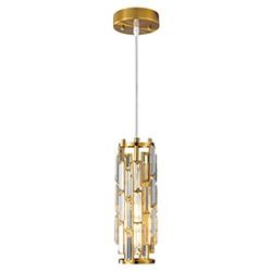 Mini Crystal Pendant Light – Gold, 1-Light, Adjustable Drop