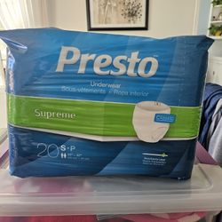 UNISEX PRESTO PULL UP BRIEFS SIZE SMALL 20 PACK