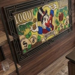 Mike Mozart "Scrooge McDuck" $1000 Bill - 20x49 Metal Flake Art