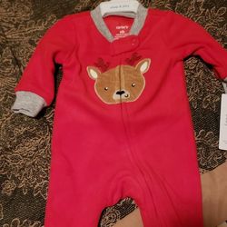 Reindeer Fleece Baby Holiday footsie Pajama