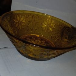 Vintage Indiana Glass Tiara Amber Bowl