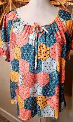 Nwt Anthropologie W5 Patchwork Pattern Blouse Size L w5-44