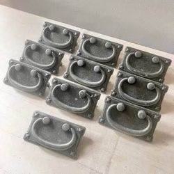 New Set of Ten Pull Mission Cabinet Hardware Furniture Pulls Pewter Finish Large plate