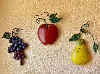 Vintage Wall Decor Apple, Grapes, Pear Fruit Set