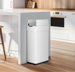Automatic Trash Can,18.5 Gallon Touchless Motion Sensor Trash Bin Smart Garbage Can with Soft-Close Lid, Bag Retainer Ring and Display Light,for Kitch