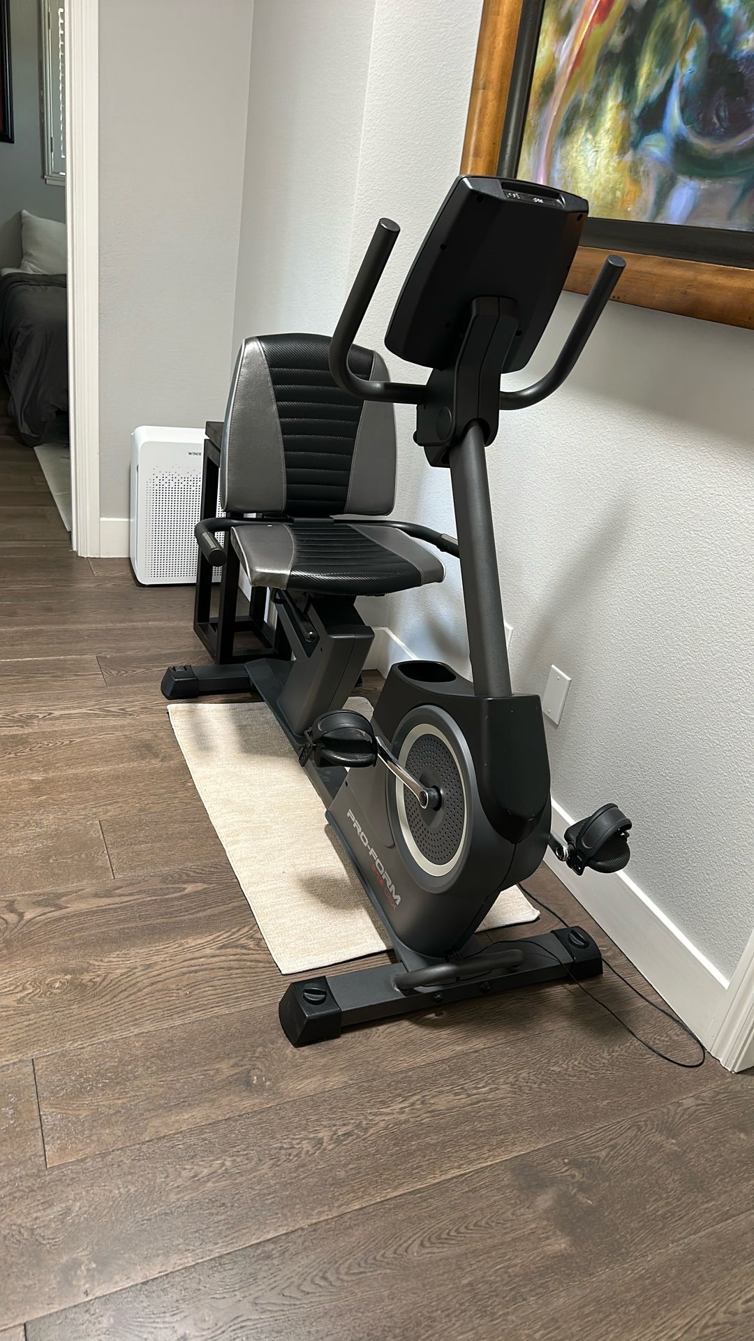 Recumbent, stationary bike