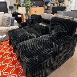Black jumbo corduroy sectional sleeper sofa with pull out bed