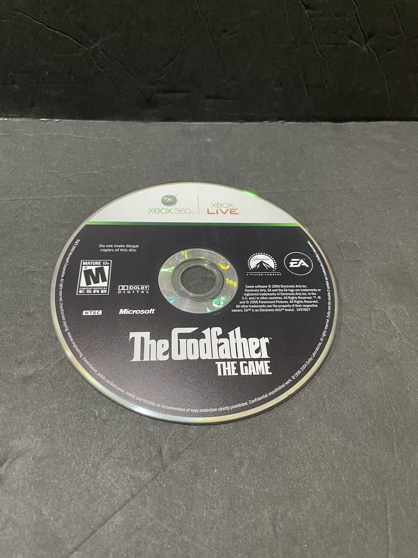 Microsoft Xbox 360 The Godfather The Game Disc Only
