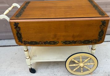Ethan Allen Tea Bar Cart w/Wheels Drop Leaf Hitchcock French Style Country