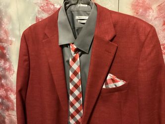 Men’s Nautica Sport Jacket Size 48r w/ Tie Shirt Hankerchief  Like New