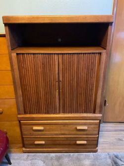 TV Entertainment Center w/ Scrolling Doors