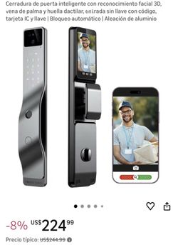 SMART DOOR LOCK WITH 3D FACE RECOGNITION, 1080P CAMERA, INTERCOM & VIDEO DOORBELL