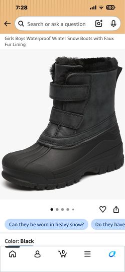 Toddler Boy or Girl Toddler Snow Boots-6T Black-NEW