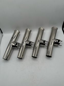 1¼" Rail Mount Clamp-on Fishing Rod Holder, Stainless Steel, Tournament Style (4 pieces)