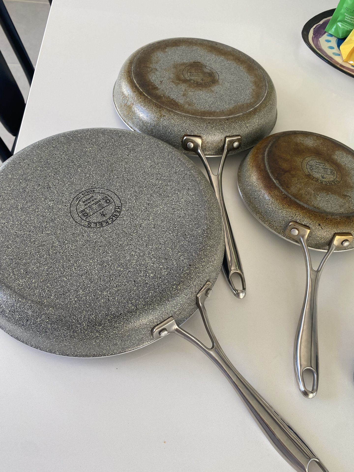 Three frying pans set