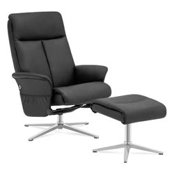 Black Living Room Faux Leather Recliner With Ottoman Model 4603
