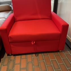New Twin size extendable futon bed red color fabric upholstered.  