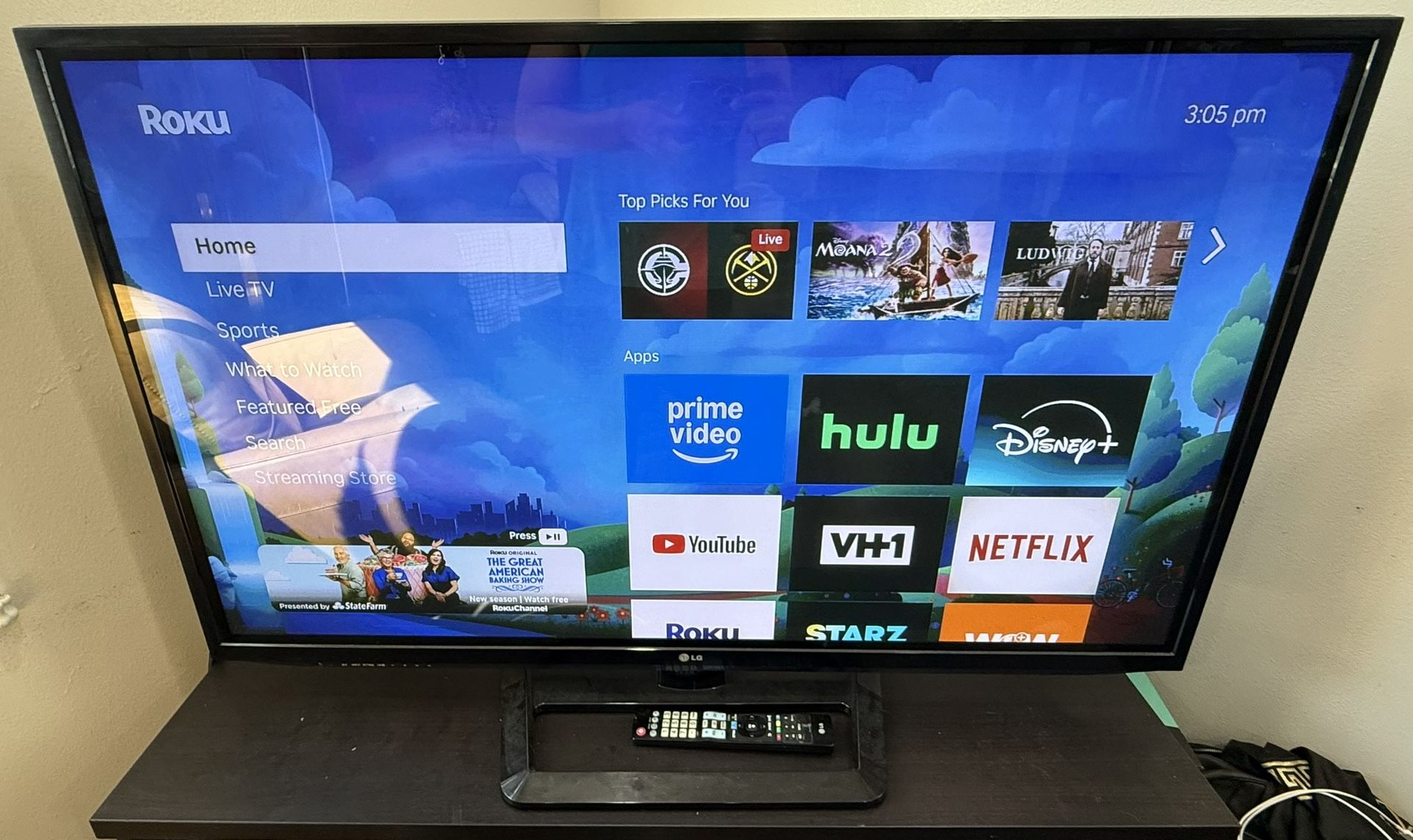 50 Inch LG Plasma TV W 4K Roku Stick ($400 OBO)
