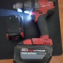 Milwaukee  M18  Fuel Hammer drill  With High output 12.0 And 1.5 Batteries 