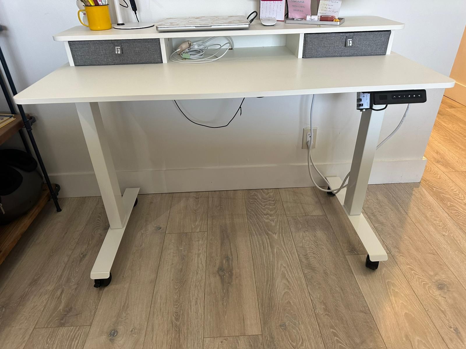 Height Ajustable Electric Standing Desk with Drawers – $100