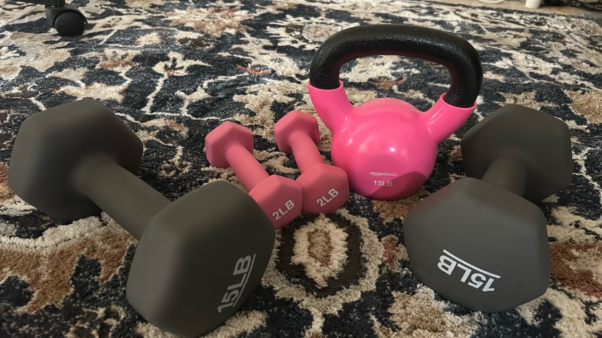 15lb Kettle Bell+15lb Dumbbell +2lb Dumb Bell