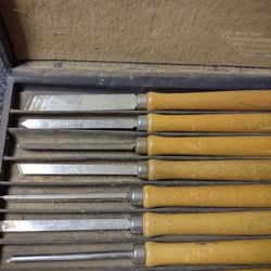 Vintage Craftsman Professional 8pc Polished Lathe Wood Turning Chisels