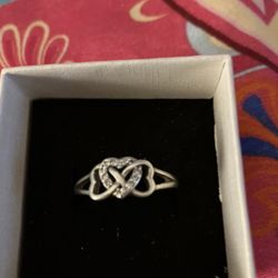 Heart silver ring size 9