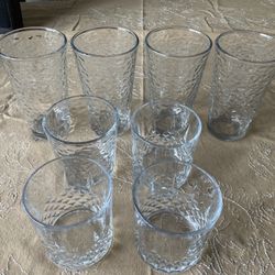 8 Glass Cups 4 Tall and 4 Short $5 for all