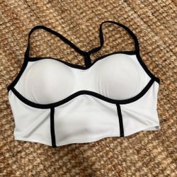 PINK Active White Black Sports Bra Crop Top Size Medium