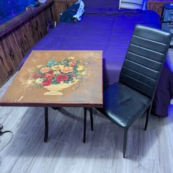 Wooden Table And Leather Chair