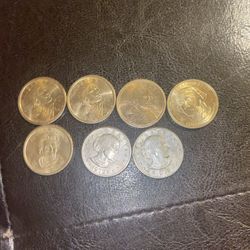 7 Whole Dollar Coins 5 Gold 2 Silver Dollars Coins